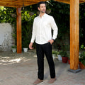 Men’s 100% Pure cotton satin Solid Shirt – Ivory