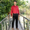 Men’s 100% Pure satin cotton Solid Shirt – Classic Red