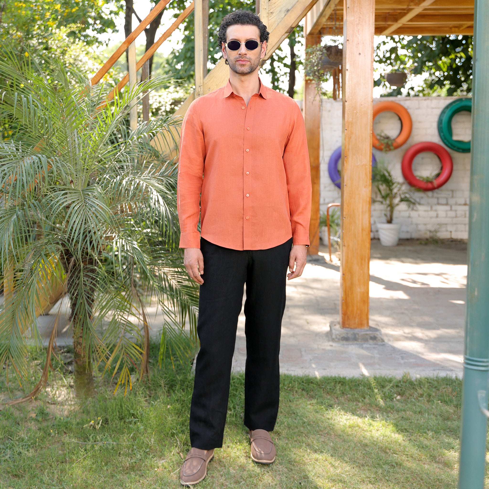 Men’s 100% Linen Solid Casual Shirt – Premium Breathable Summer Wear