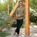 Men’s olive green 100% Linen Solid Casual Shirt – Premium Breathable Summer Wear