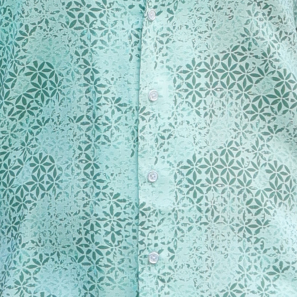 Men’s Mint Green Micro Printed Resort Shirt – Casual Half Sleeve Summer Shirt