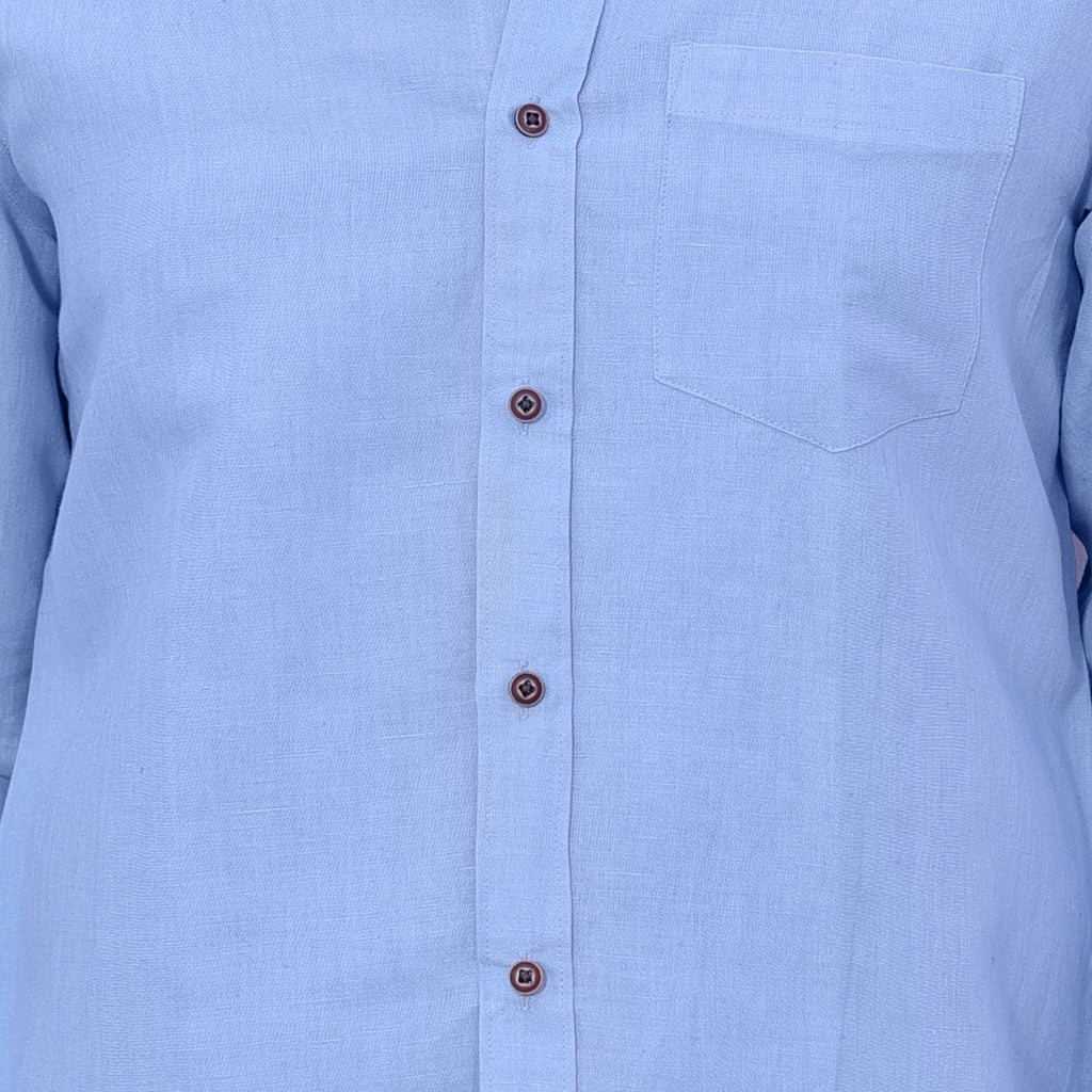 Men’s Premium Linen Blend Solid Shirt – Sky Blue