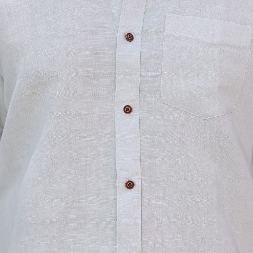 Men’s Premium 100% Linen Solid Shirt – Soft Beige