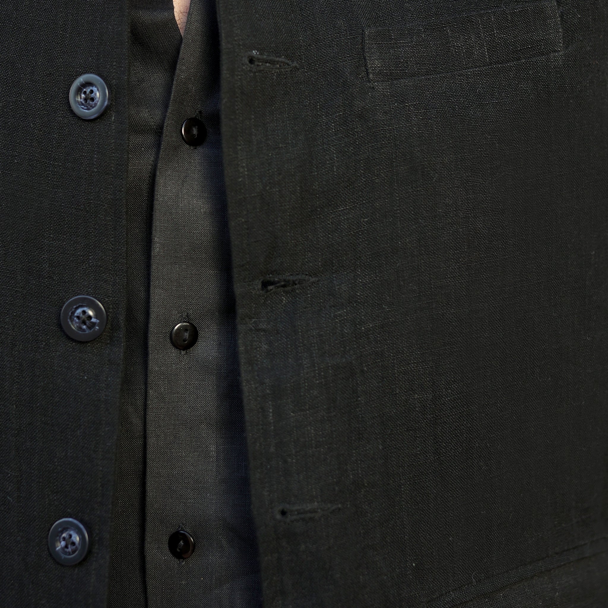 Men’s Black Linen Blend Nehru Waistcoat